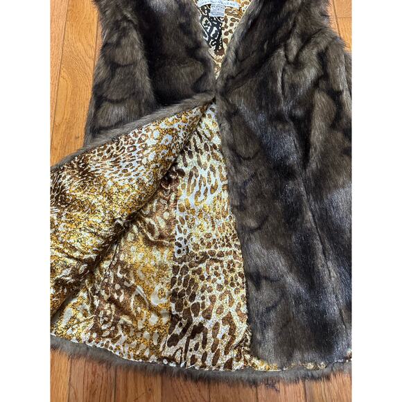 Peter Nygård Faux Fur Hooded Vest Terra Brown Size 4P NWT - Picture 9 of 9